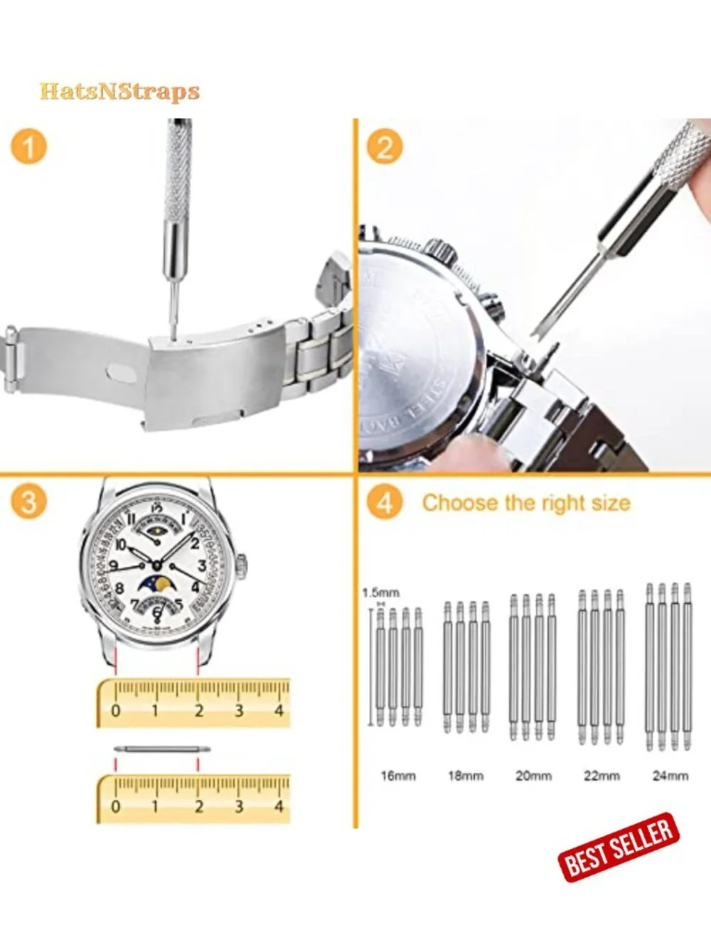 Watch Link Removal Tool Kit with Spare Needles & Spring Bars